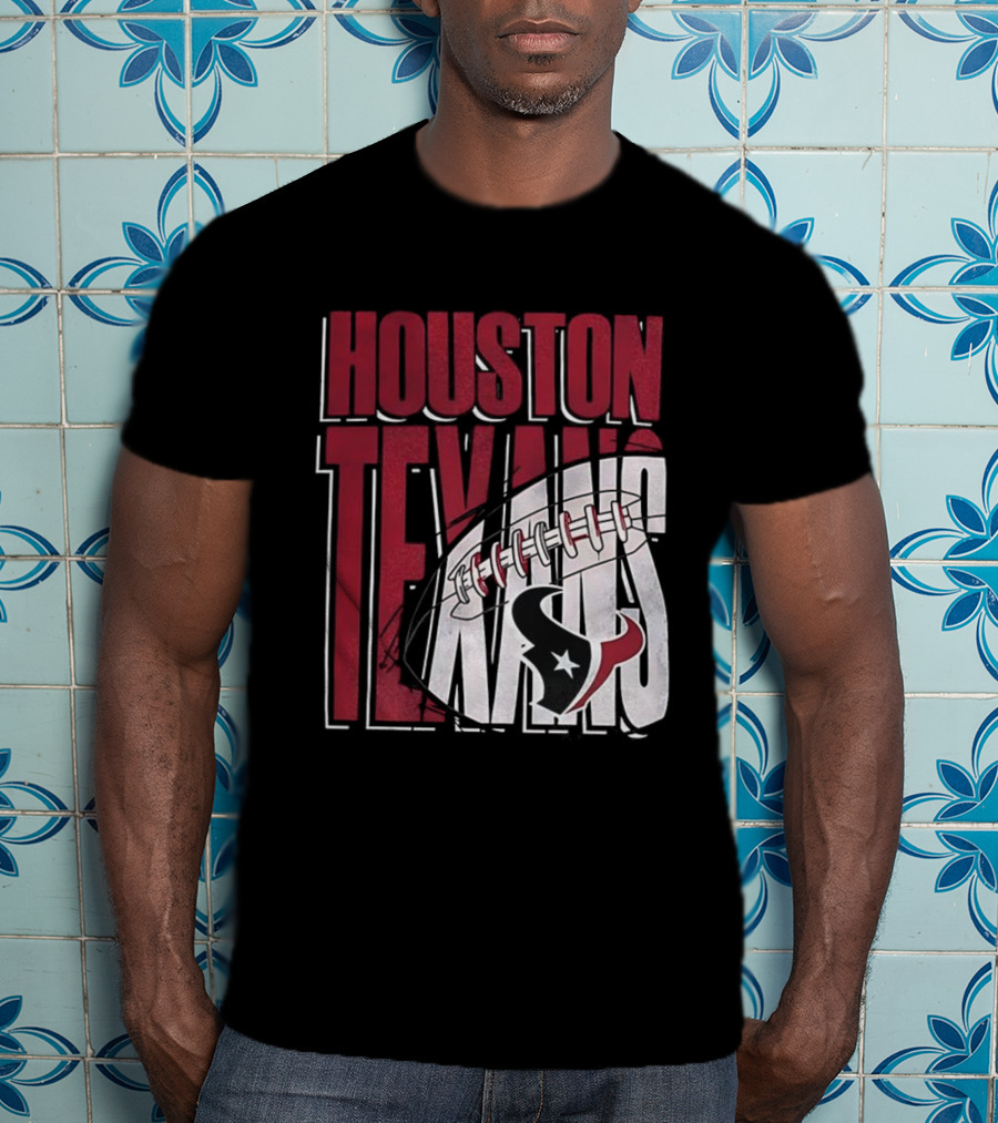Houston Texans Red White Football Star Emblem T-Shirt