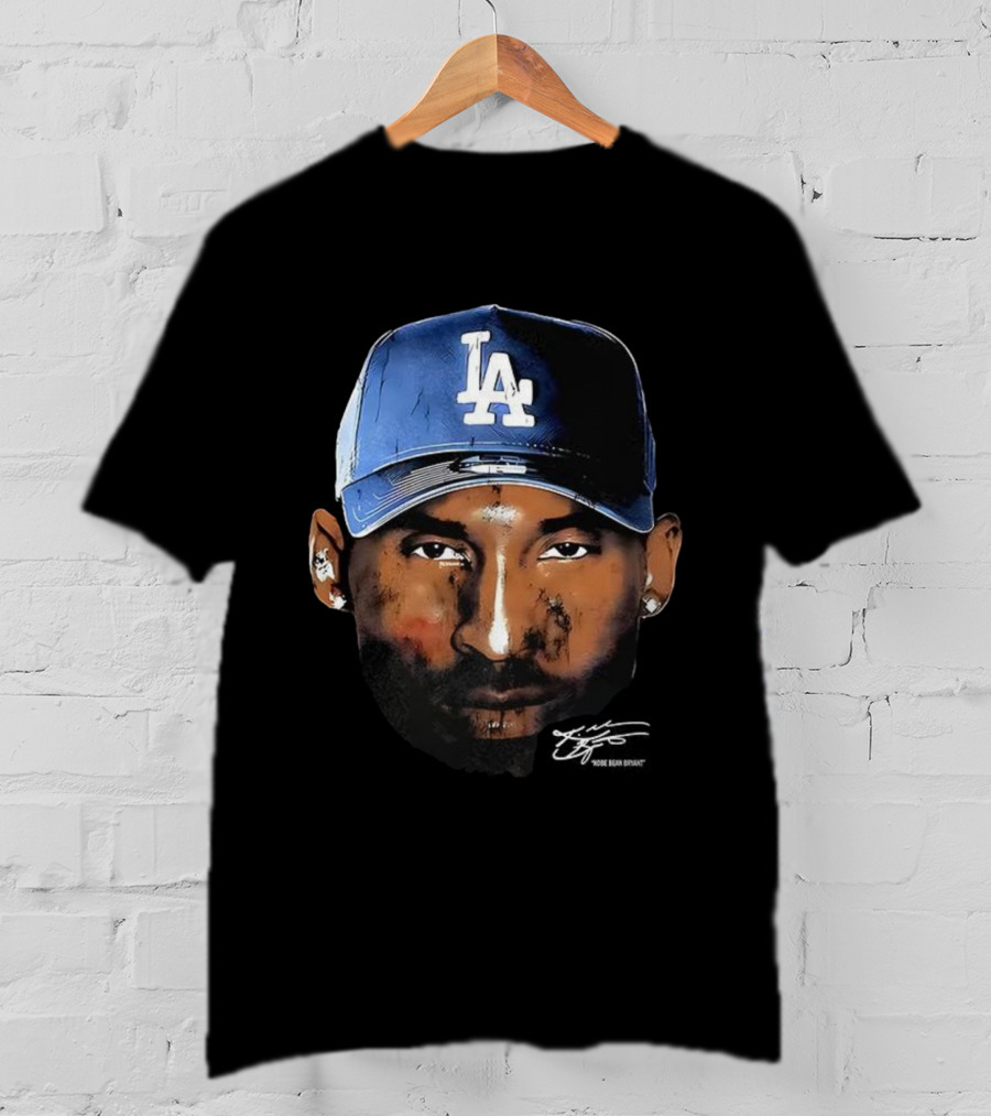 Kobe Bryant LA Dodgers Big Face Signature Cap T-Shirt