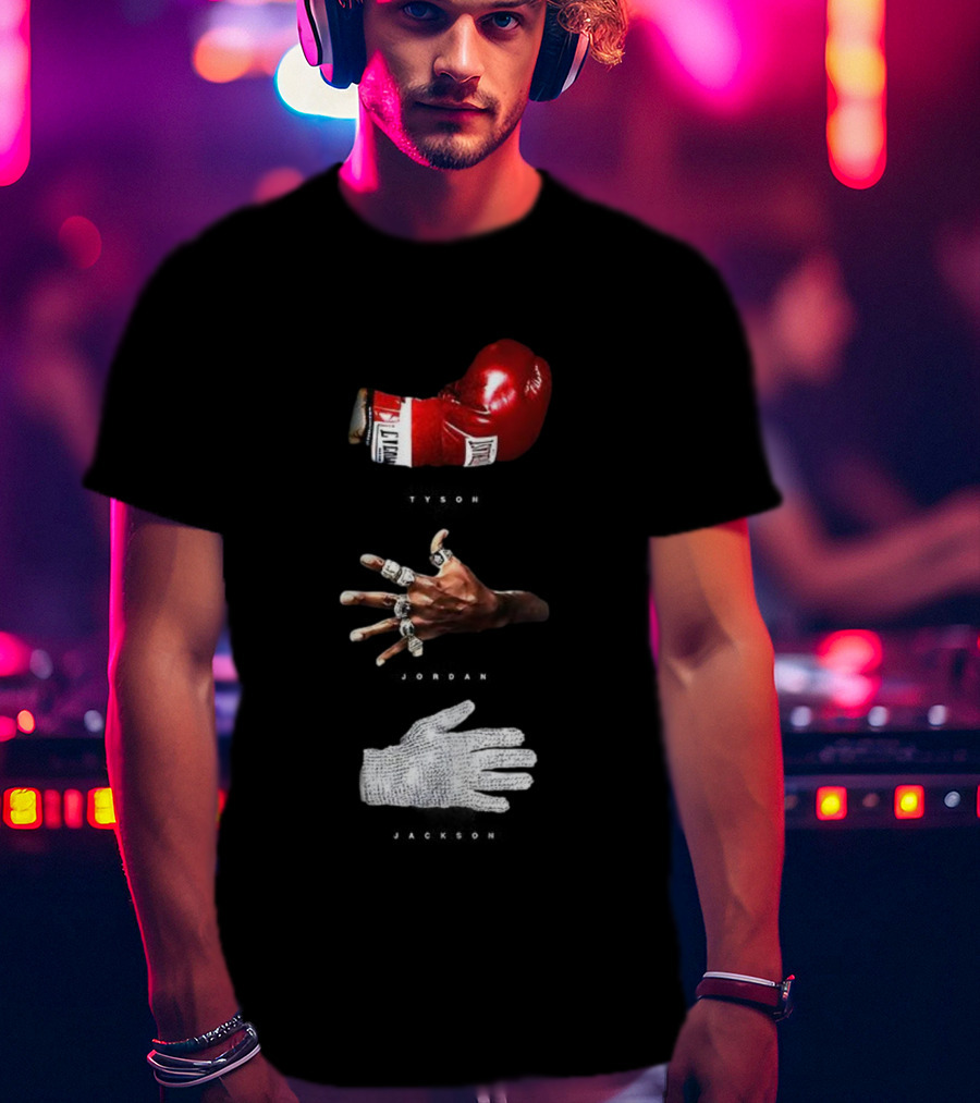 Michael Tribute Boxing Glove Championship Rings Sequin Glove T-Shirt