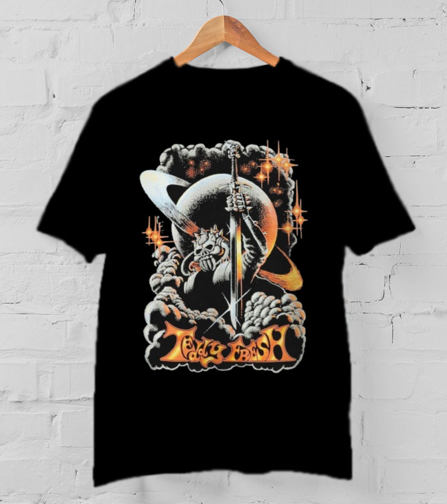 Teddy Fresh Dark Knight Sword Cosmic Skull Art Retro Vibes T-Shirt
