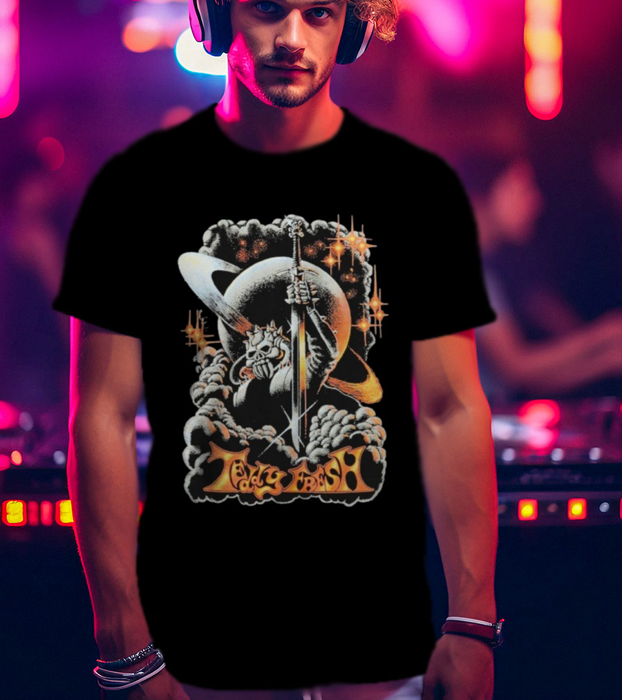 Teddy Fresh Dark Knight Sword Cosmic Skull Art Retro Vibes T-Shirt