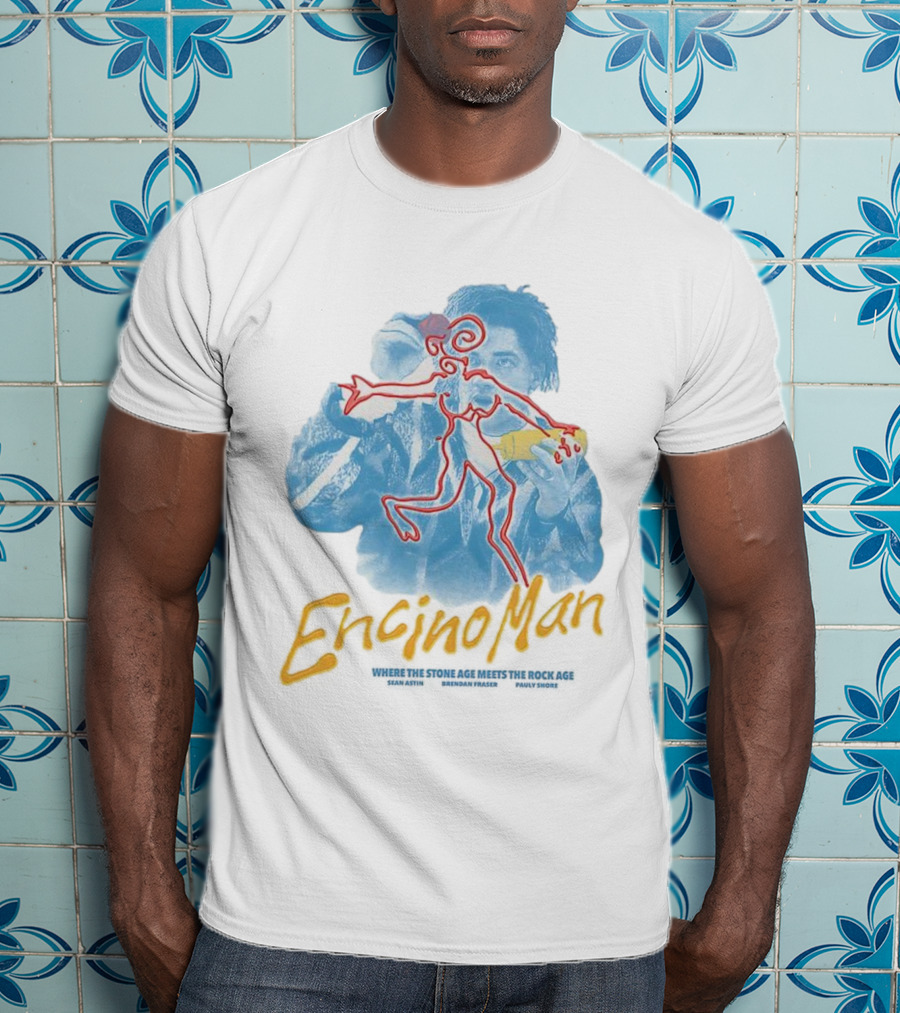 Encino Man 1992 Stone Age Meets The Rock Age Vintage Style T-Shirt