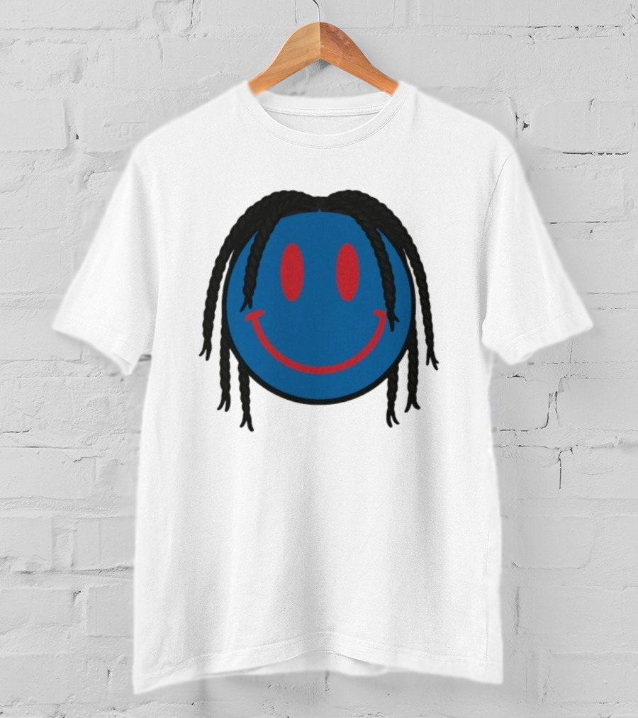 Tyrese Maxey Smiley Face Blue Red Braided Hair T-Shirt