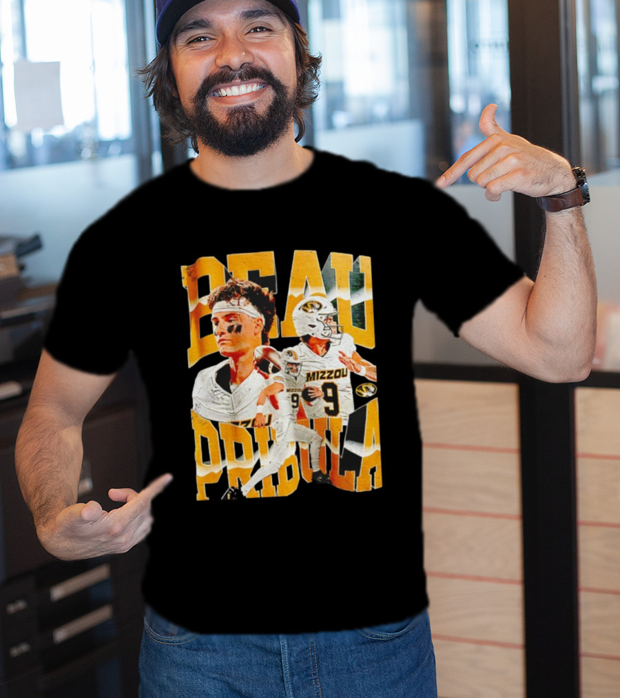 Beau Pribula Mizzou Missouri Tigers Number 9 Football T-Shirt