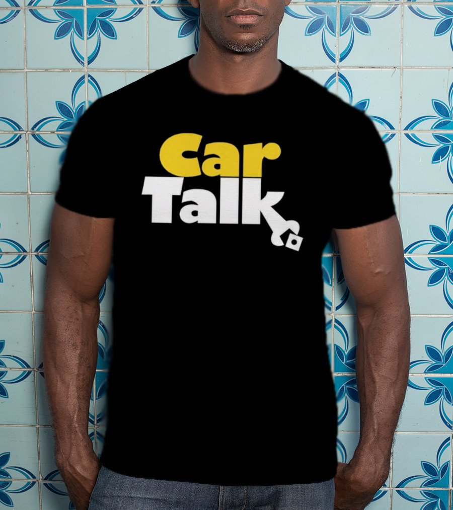 Car Talk NPR Show Logo Yellow And White Text With Wrench Symbol T-Shirt