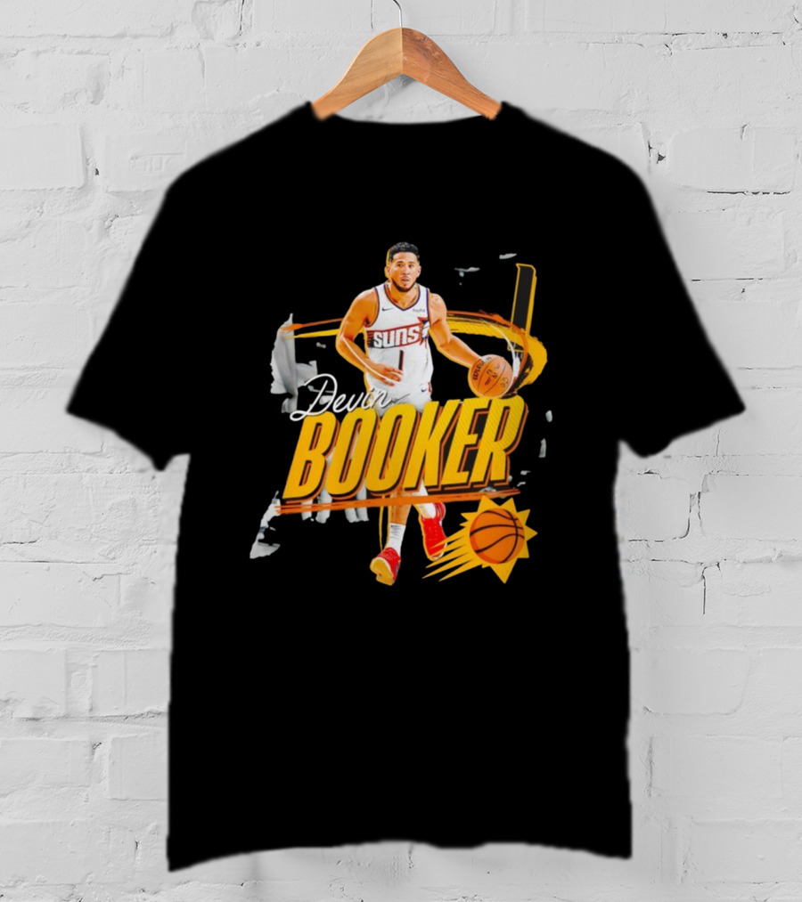 Devin Booker Phoenix Suns Basketball Graphic Retro Style T-Shirt