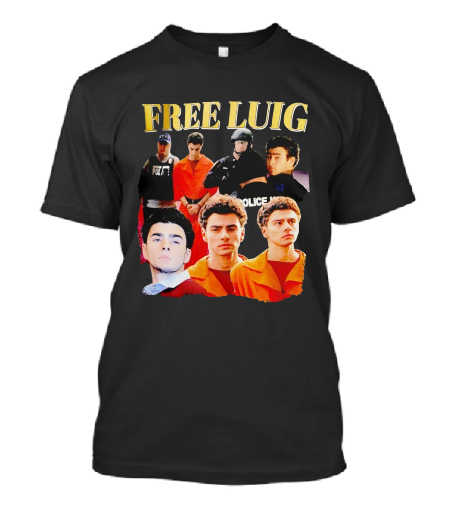 Free Luigi Nypd Police Shot Collage T-Shirt