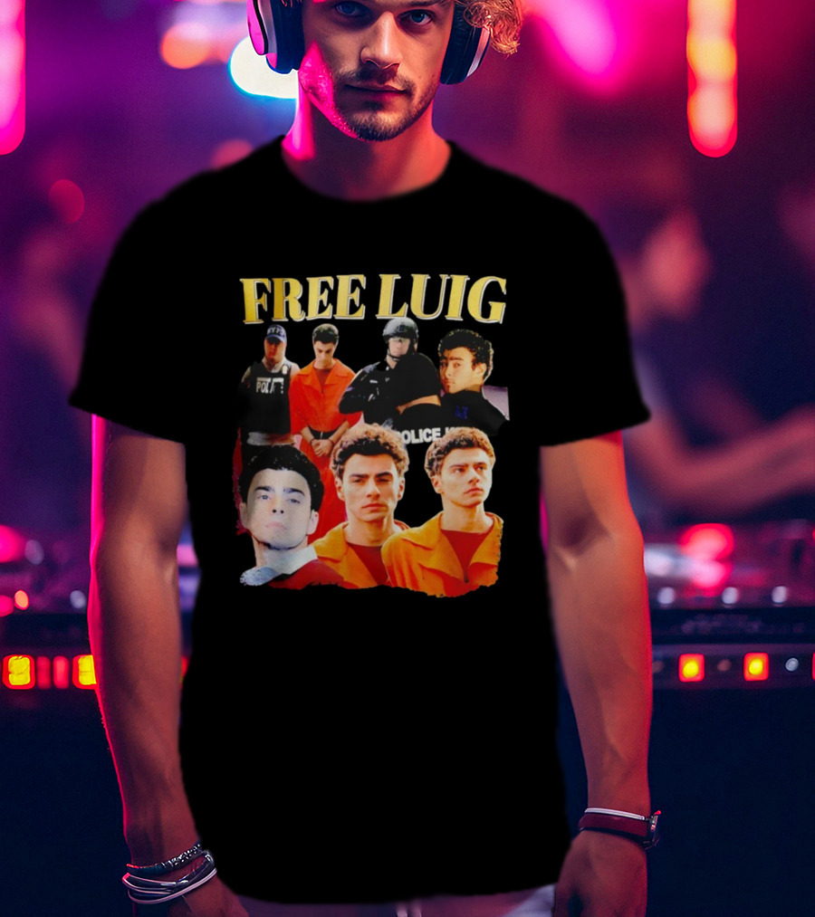 Free Luigi Nypd Police Shot Collage T-Shirt