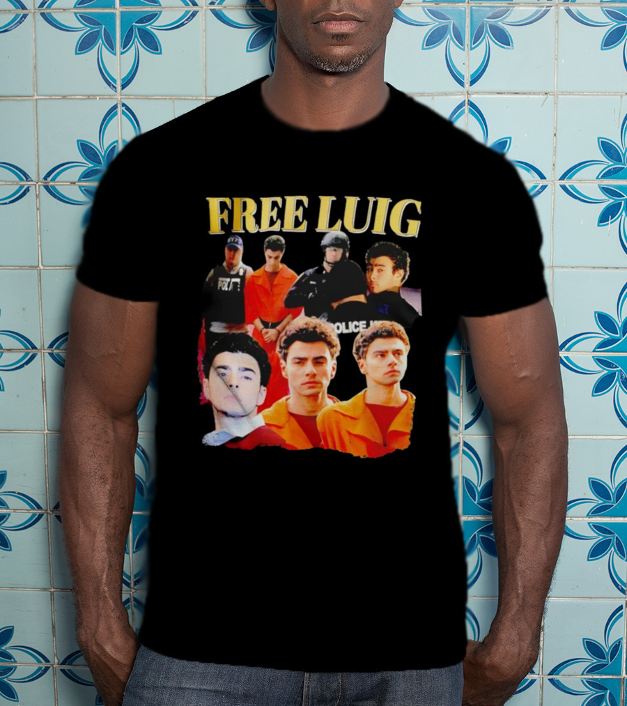 Free Luigi Nypd Police Shot Collage T-Shirt