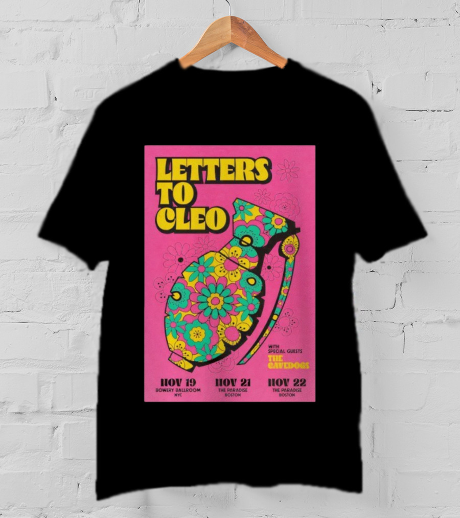 Letters To Cleo Nov 19 2025 Bowery Ballroom New York With The Cavedogs Psychedelic Pop Art T-Shirt