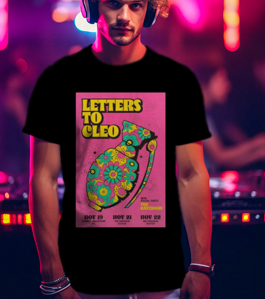 Letters To Cleo Nov 19 2025 Bowery Ballroom New York With The Cavedogs Psychedelic Pop Art T-Shirt