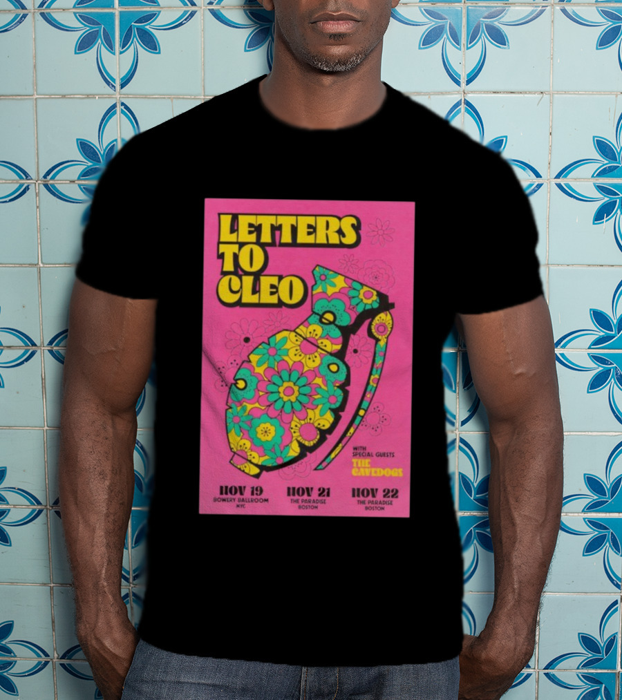 Letters To Cleo Nov 19 2025 Bowery Ballroom New York With The Cavedogs Psychedelic Pop Art T-Shirt