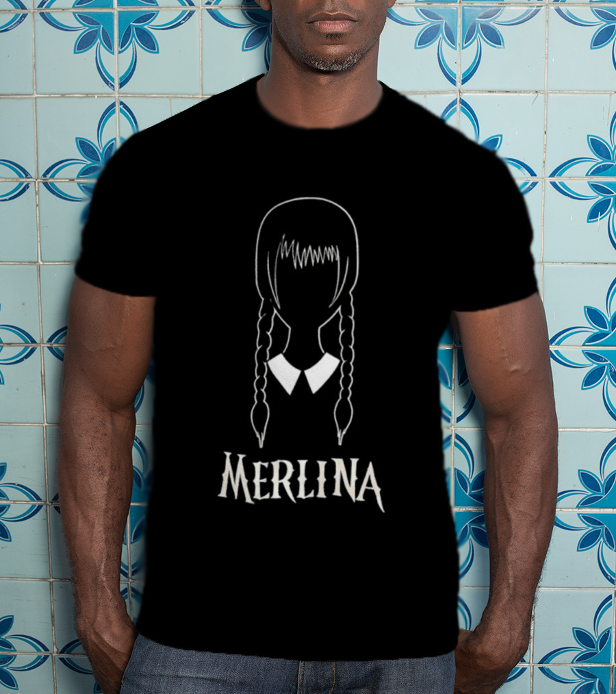 Merlina Braided Hair Silhouette Wednesday Style T-Shirt