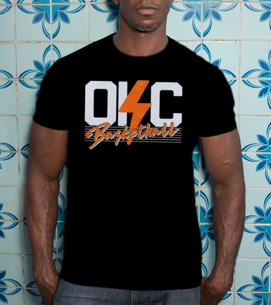 OKC Basketball Lightning Bolt Oklahoma City Thunder T-Shirt