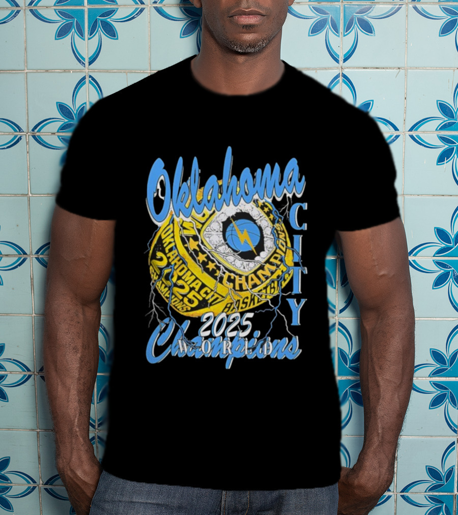 Oklahoma City Thunder Basketball Champions 2025 Victory Ring Sports Logo T-Shirt