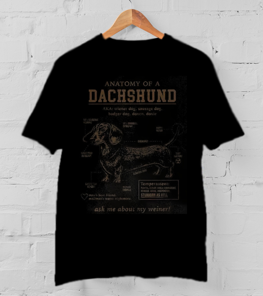 Schematic Anatomy Of A Dachshund Sausage Dog Blueprint T-Shirt