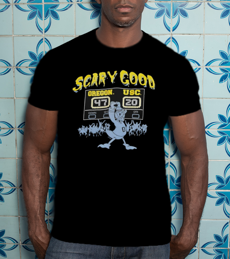 Scary Good Oregon 47 USC 20 Scoreboard Victory Ducks Trojans T-Shirt