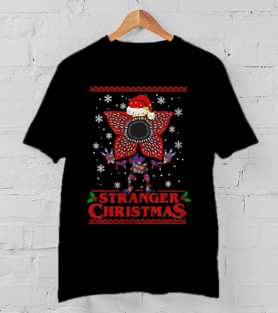 Stranger Christmas Demogorgon Santa Ugly Sweater Humor T-Shirt