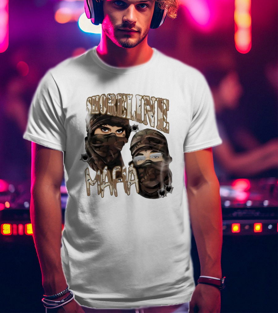 Shoreline Mafia Camo Masked Illustration T-Shirt