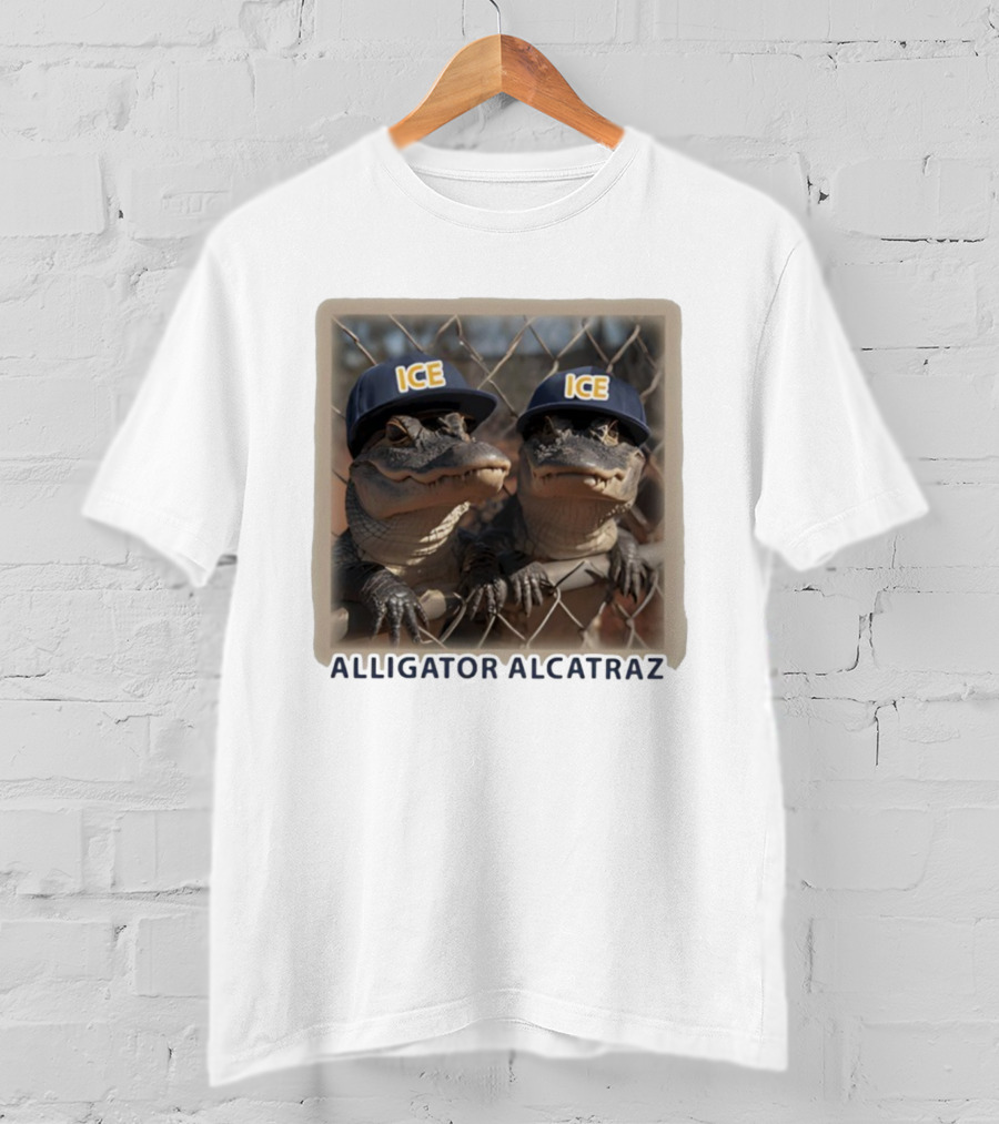 ICE Alligator Alcatraz Caps On Alligators Fence T-Shirt