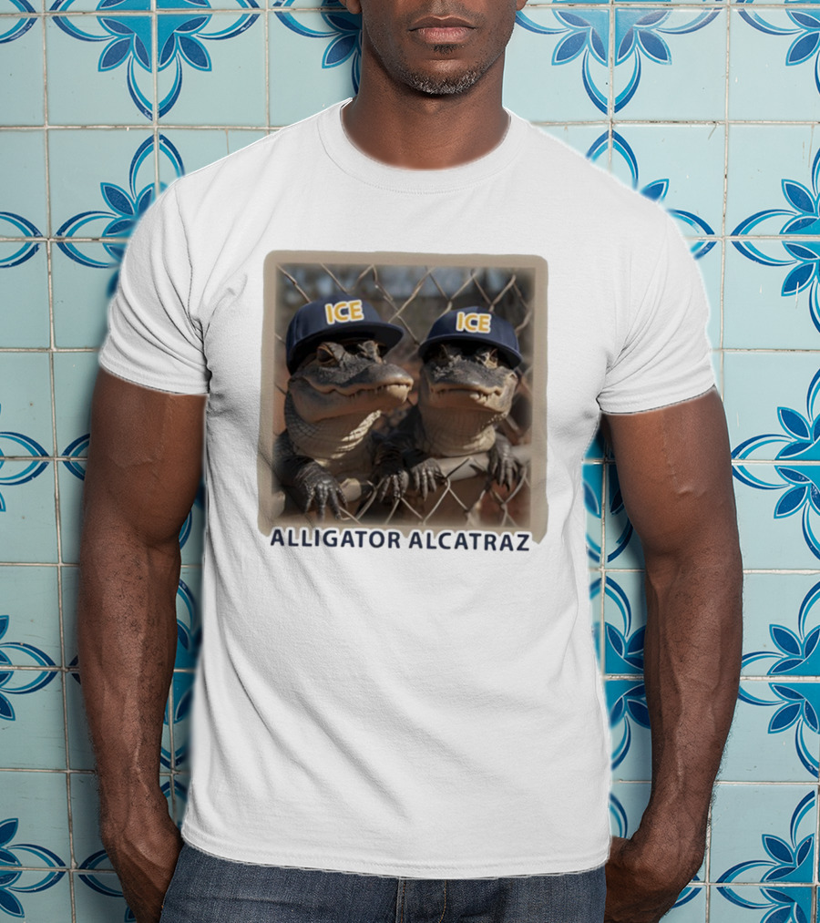 ICE Alligator Alcatraz Caps On Alligators Fence T-Shirt