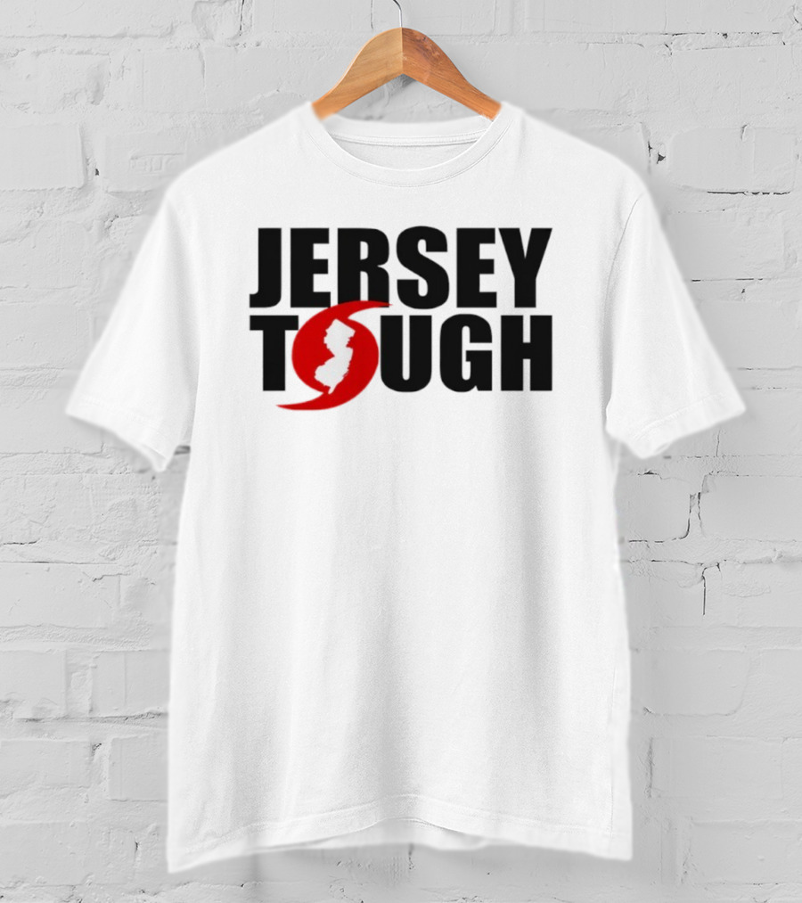 Jersey Tough New Jersey Map Red Circle Graphic T-Shirt