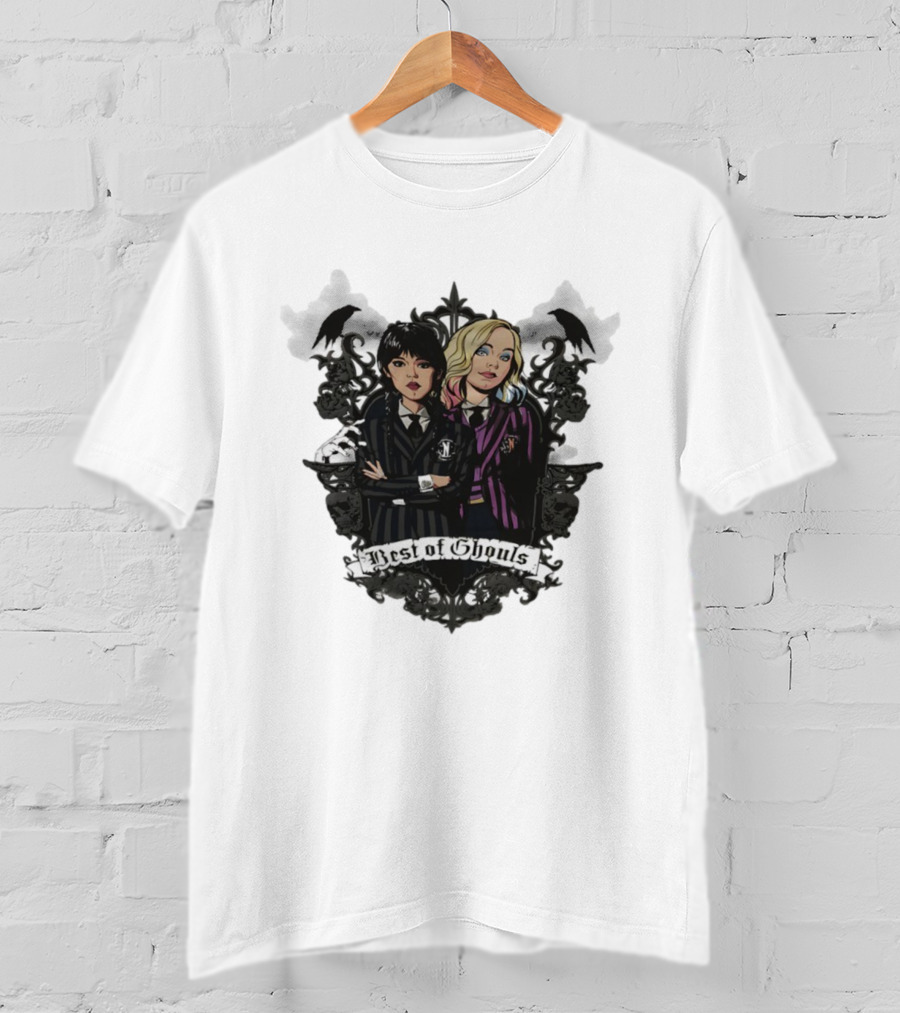 Wednesday Addams Enid Sinclair Best Of Ghouls Collage T-Shirt