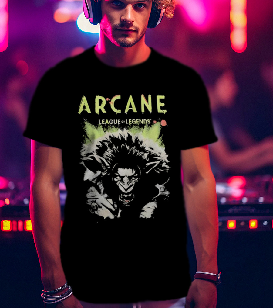 Arcane League Of Legends Ekko Screaming Face Graphic T-Shirt