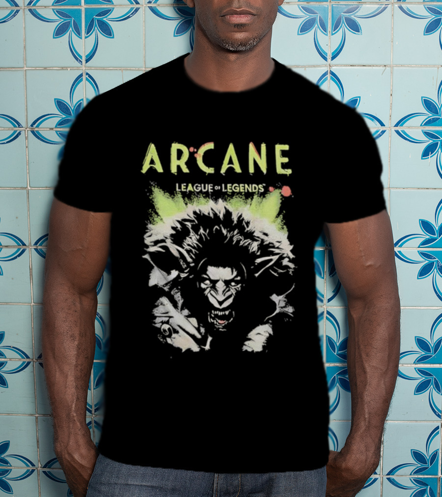 Arcane League Of Legends Ekko Screaming Face Graphic T-Shirt