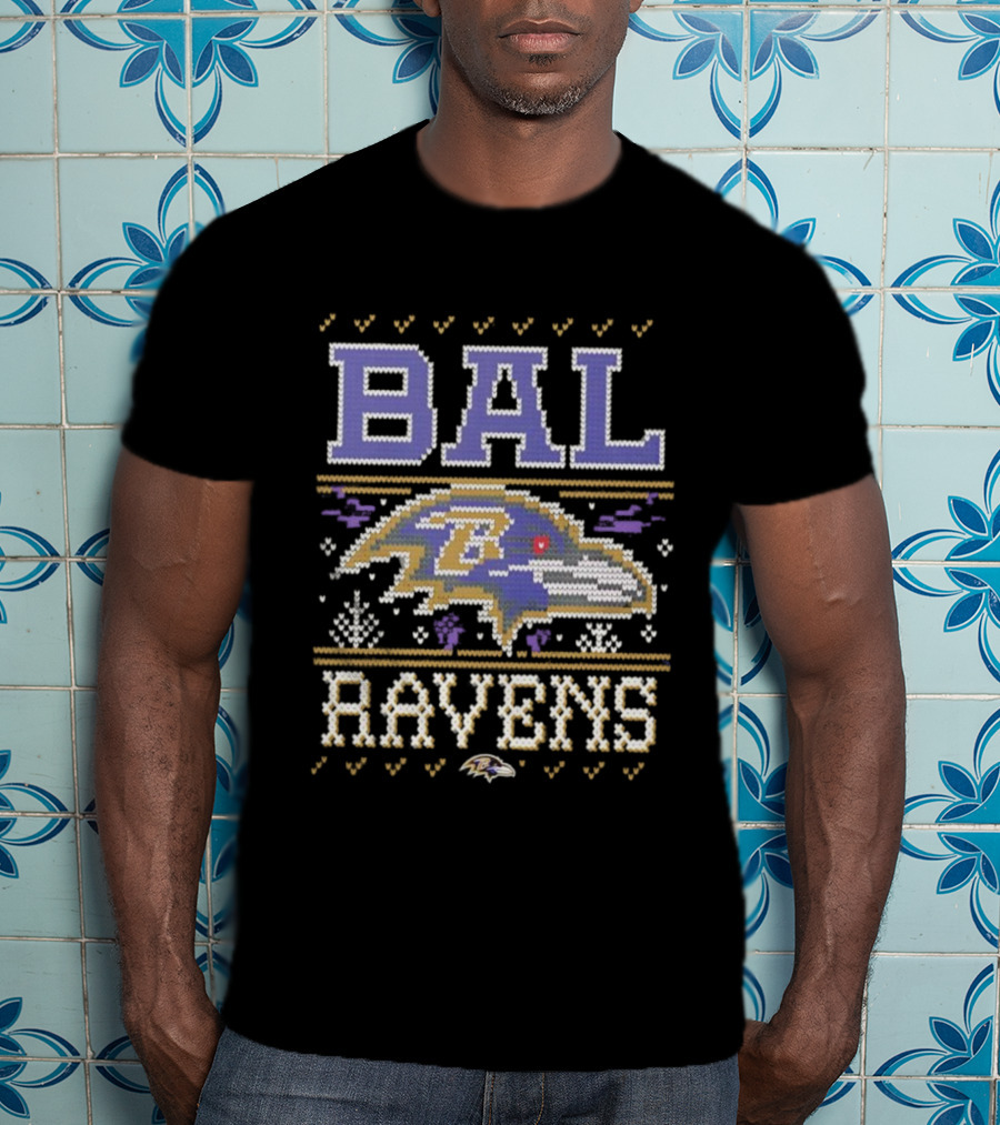 BAL Ravens Holiday Knit Style T-Shirt