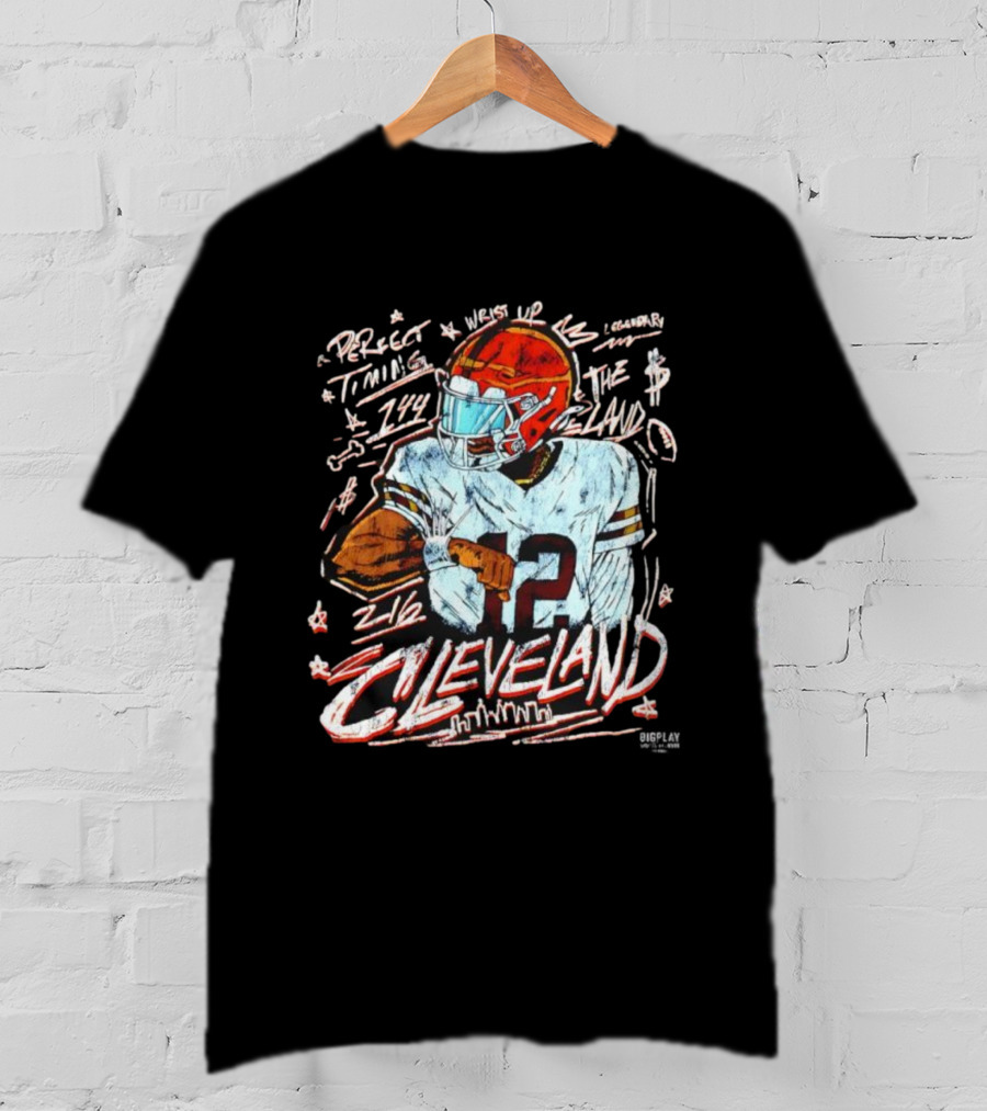 Cleveland Perfect Timing The Land 12 Vintage Football Player T-Shirt