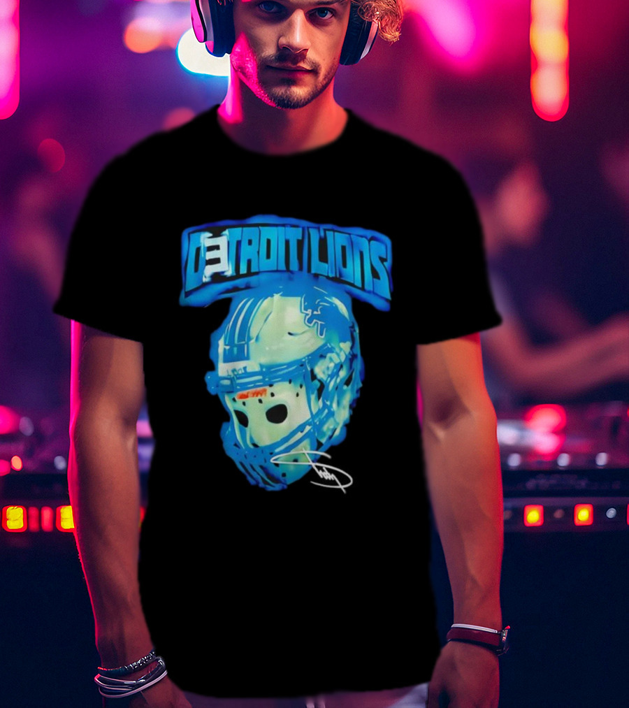 Detroit Lions Drip Helmet Signature Thanksgiving T-Shirt
