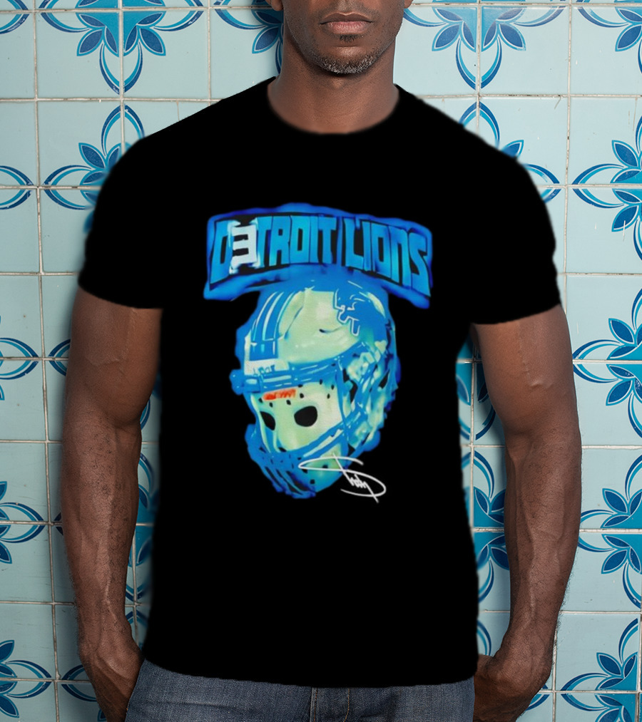 Detroit Lions Drip Helmet Signature Thanksgiving T-Shirt