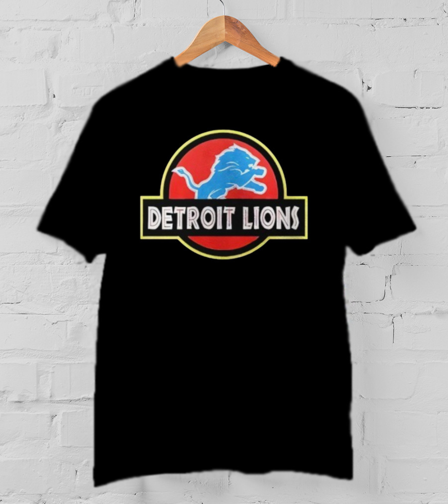 Detroit Lions Jurassic Park Crossover Collaboration Logo T-Shirt