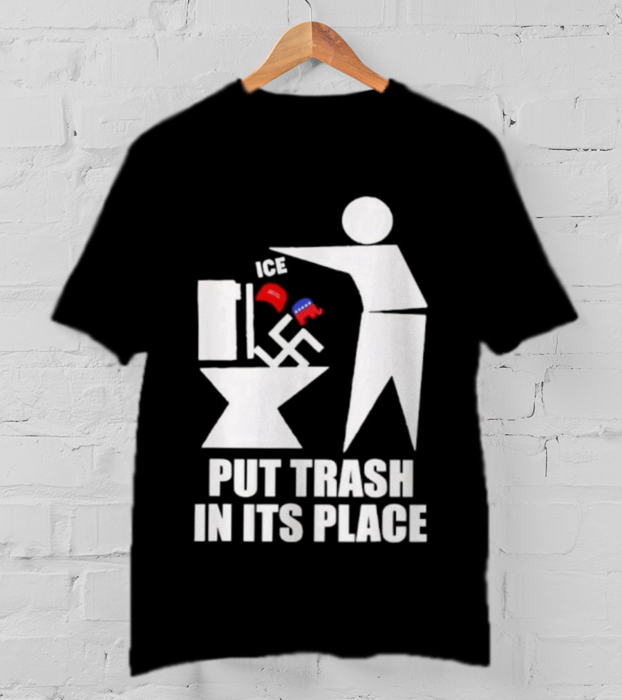 Ice Put Trash In Its Place Boxing Gloves Trash Can Graphic T-Shirt