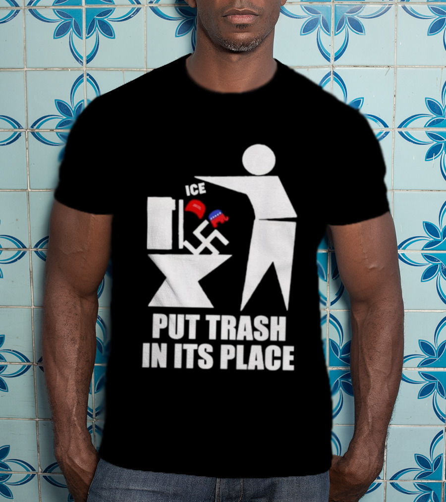 Ice Put Trash In Its Place Boxing Gloves Trash Can Graphic T-Shirt