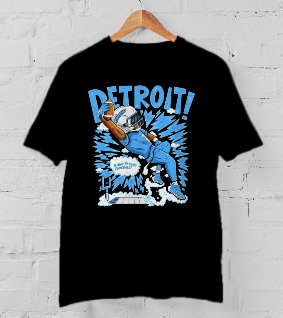 Detroit Lions Jameson Williams High-Flying Football Kiwiclop Collection T-Shirt