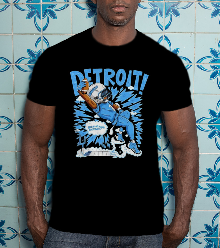 Detroit Lions Jameson Williams High-Flying Football Kiwiclop Collection T-Shirt