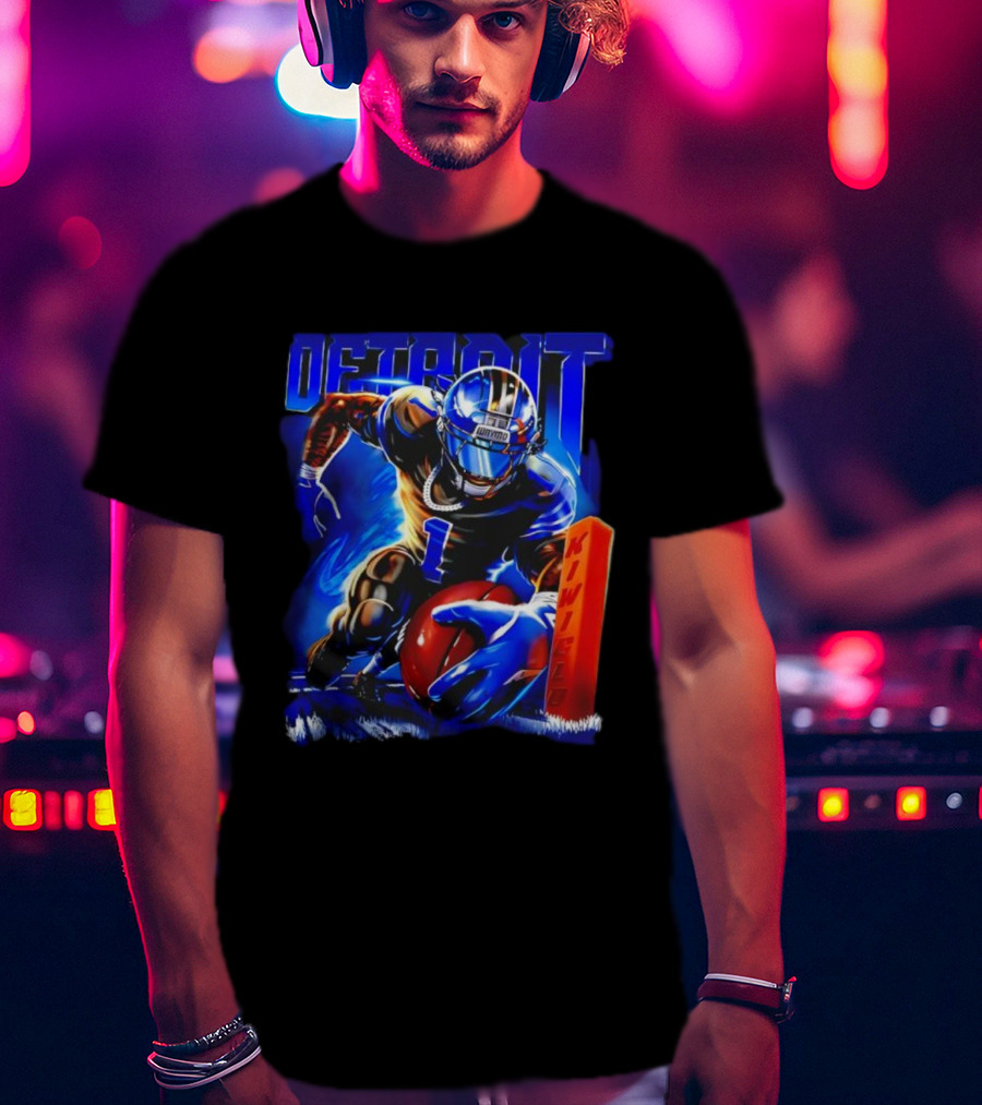 Detroit Kiwiclo X Jameson Williams 1 Football Collection T-Shirt