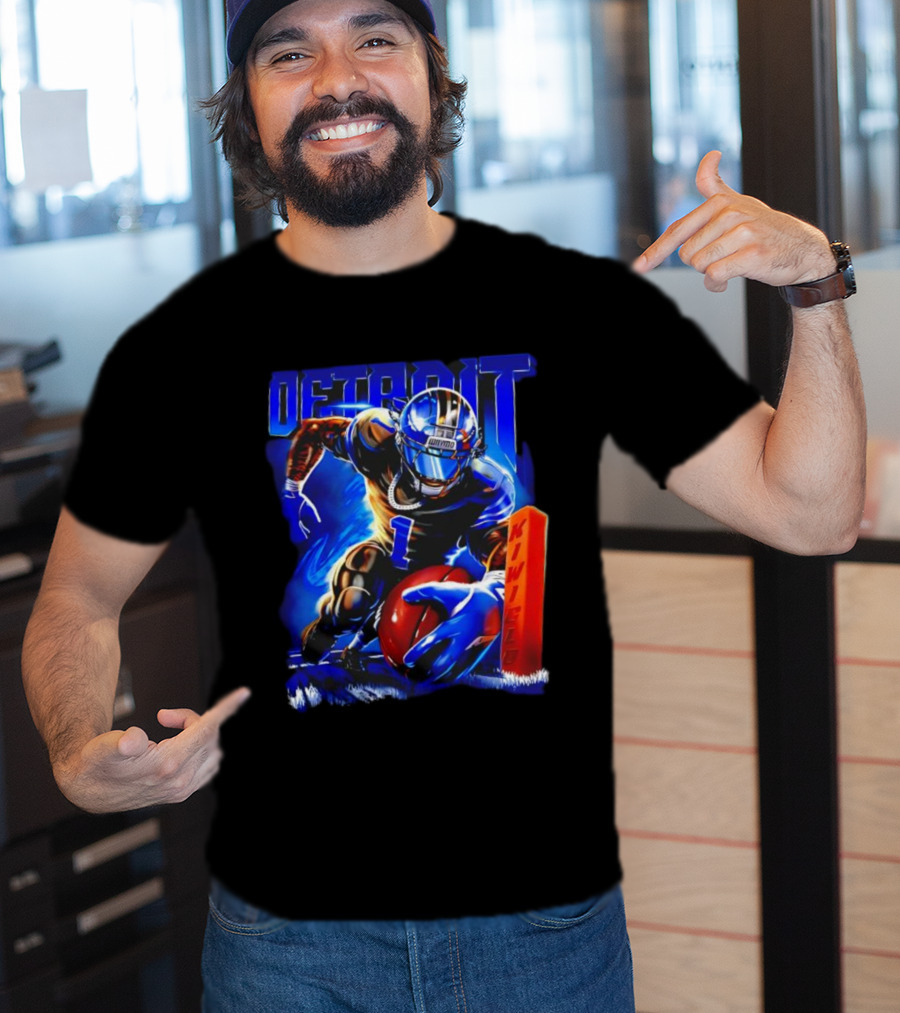 Detroit Kiwiclo X Jameson Williams 1 Football Collection T-Shirt