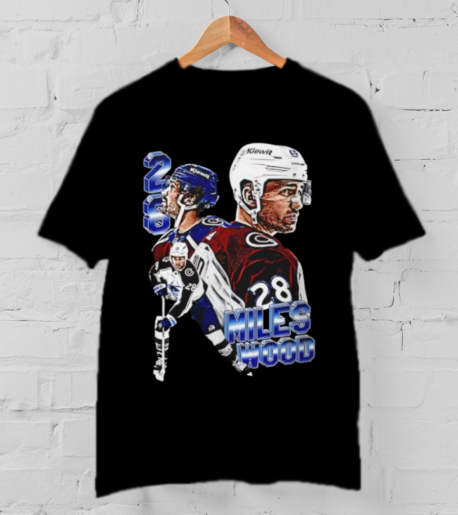 Miles Wood Colorado Avalanche Number 28 Hockey Player Collage T-Shirt