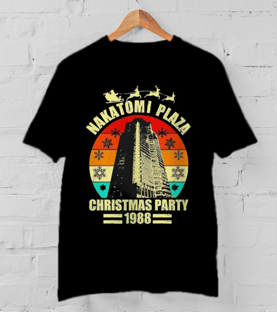 Nakatomi Plaza Christmas Party 1988 Vintage Retro Snowflakes T-Shirt