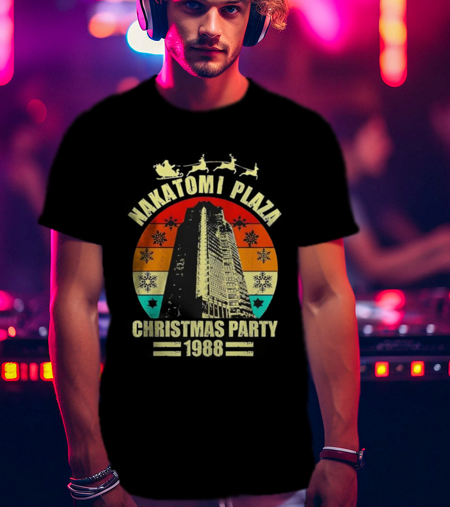 Nakatomi Plaza Christmas Party 1988 Vintage Retro Snowflakes T-Shirt