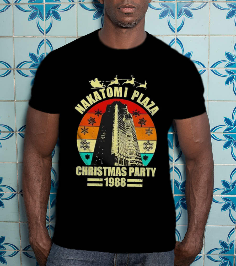 Nakatomi Plaza Christmas Party 1988 Vintage Retro Snowflakes T-Shirt