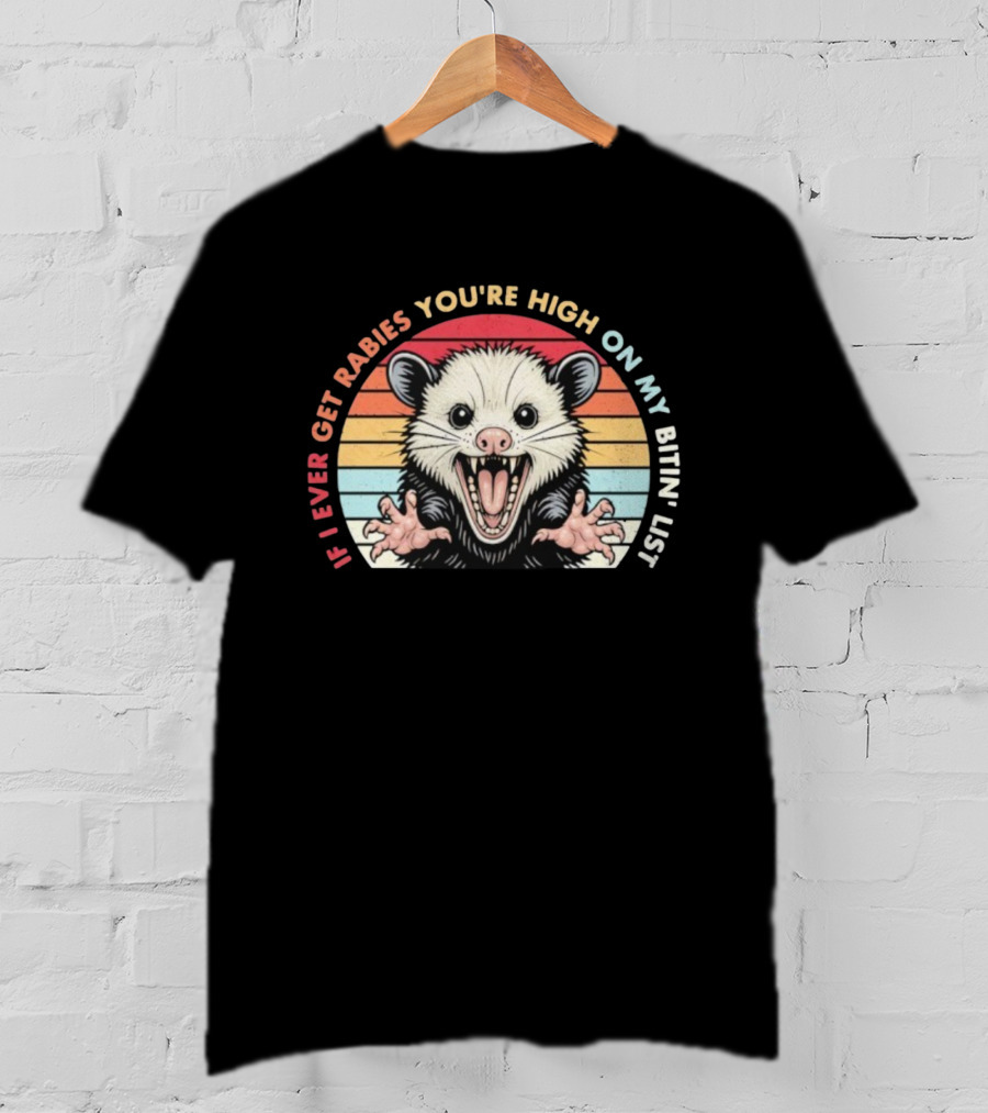 Rabies Biting List Opossum Vintage Retro Style T-Shirt