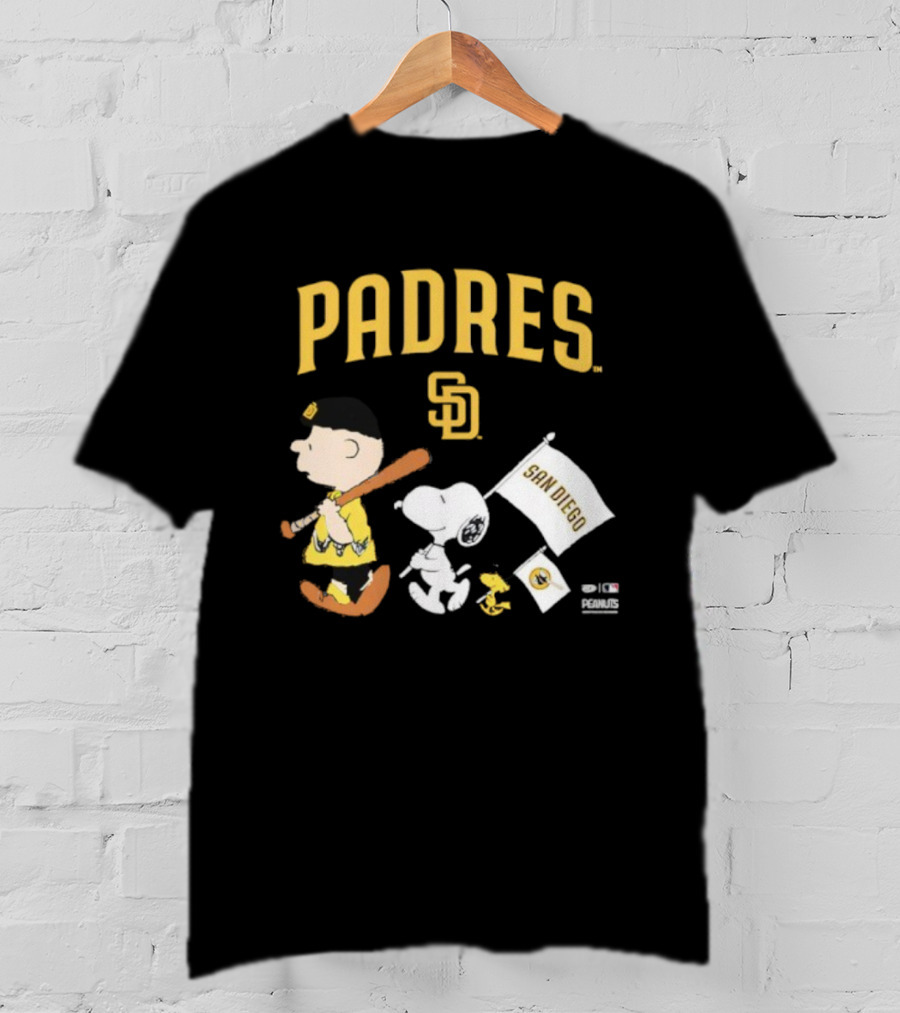 San Diego Padres Peanuts Charlie Brown Snoopy Flag T-Shirt