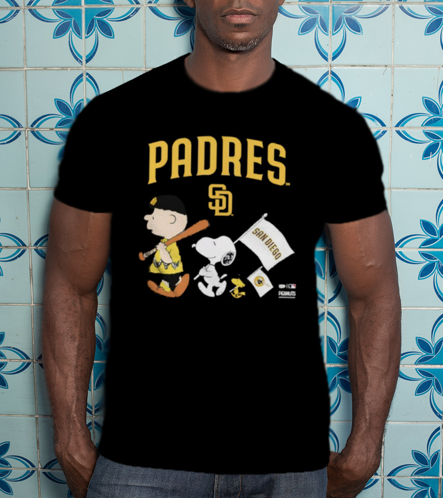 San Diego Padres Peanuts Charlie Brown Snoopy Flag T-Shirt