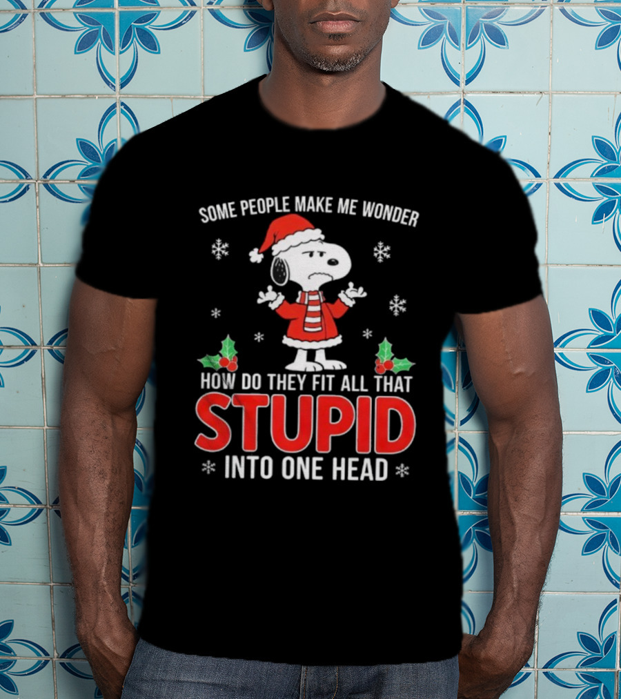 Snoopy Christmas Some People Make Me Wonder How Do They Fit All That Stupid Into One Head T-Shirt