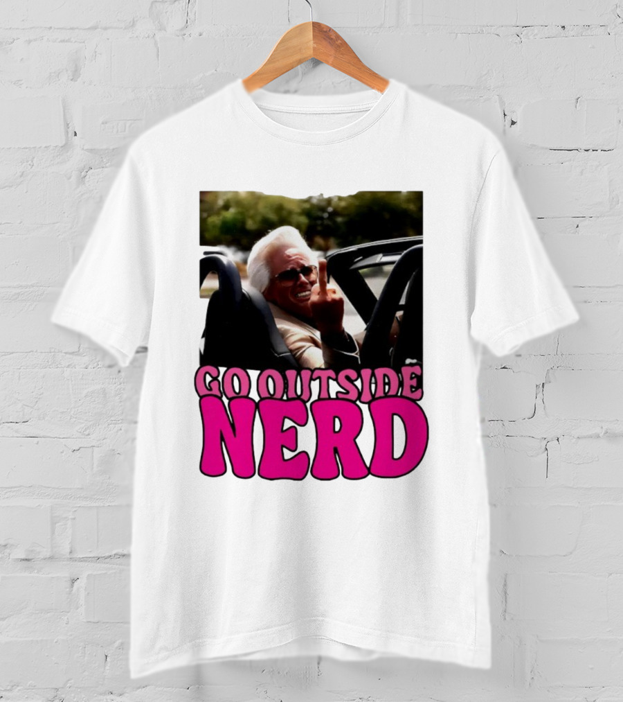 Go Outside Nerd Meme Middle Finger Convertible Image T-Shirt