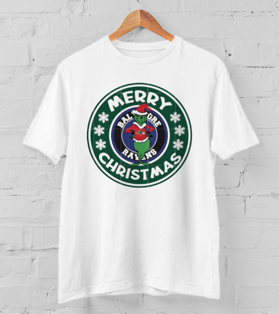 Merry Christmas Baltimore Ravens Grinch T-Shirt